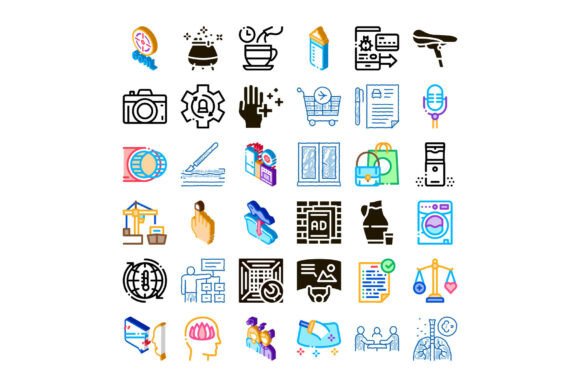 Diverse Collection of Conceptual Digital Icons