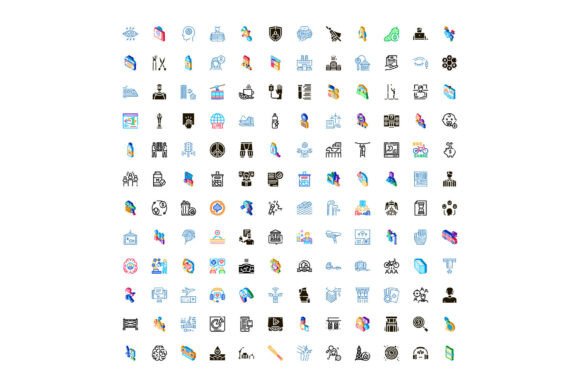 Diverse Icon Set Exploring Modern Concept: A Flexible Visual Resource for Web and App Design