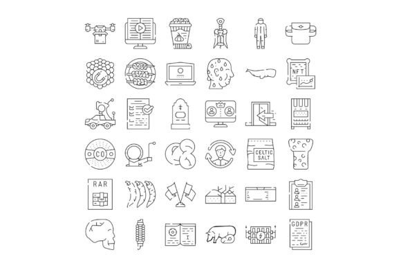 Diverse Linear Icons Collection Explorin: Clean, Versatile Symbols for Modern Design