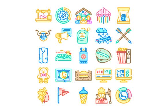 Diverse Vector Outline Color Icons: A Versatile Visual Resource for Modern Design