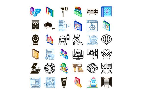 Isometric and Flat Icons for Modern Design Projects