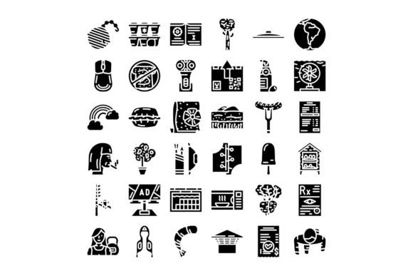 Streamlining Visual Communication with a Collection of Various Glyph Icons Illust